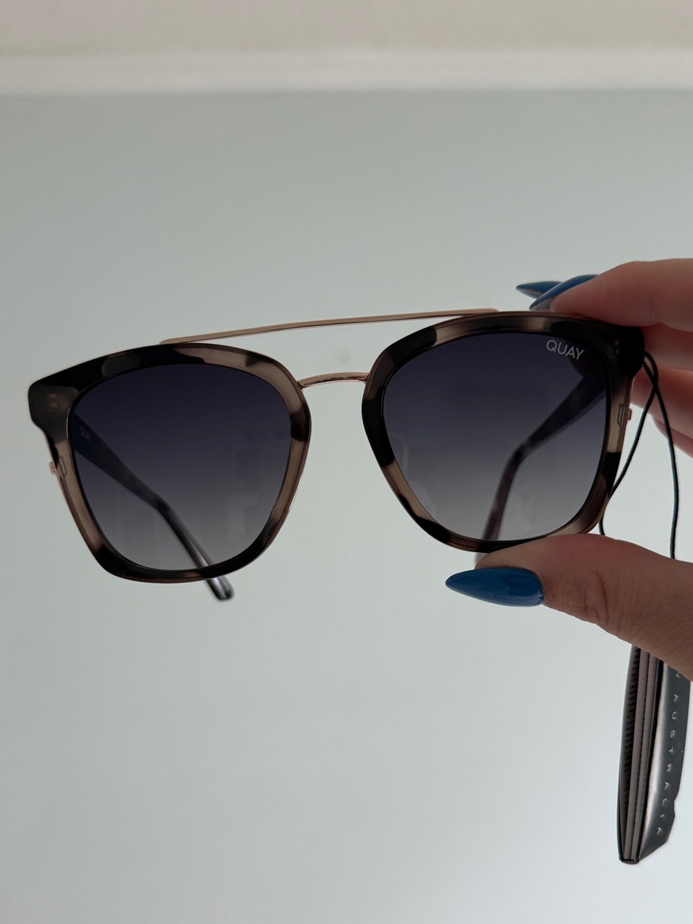 Quay Australia Brown Tortoiseshell Frame Sunglasses with Gradient Gray Lenses
